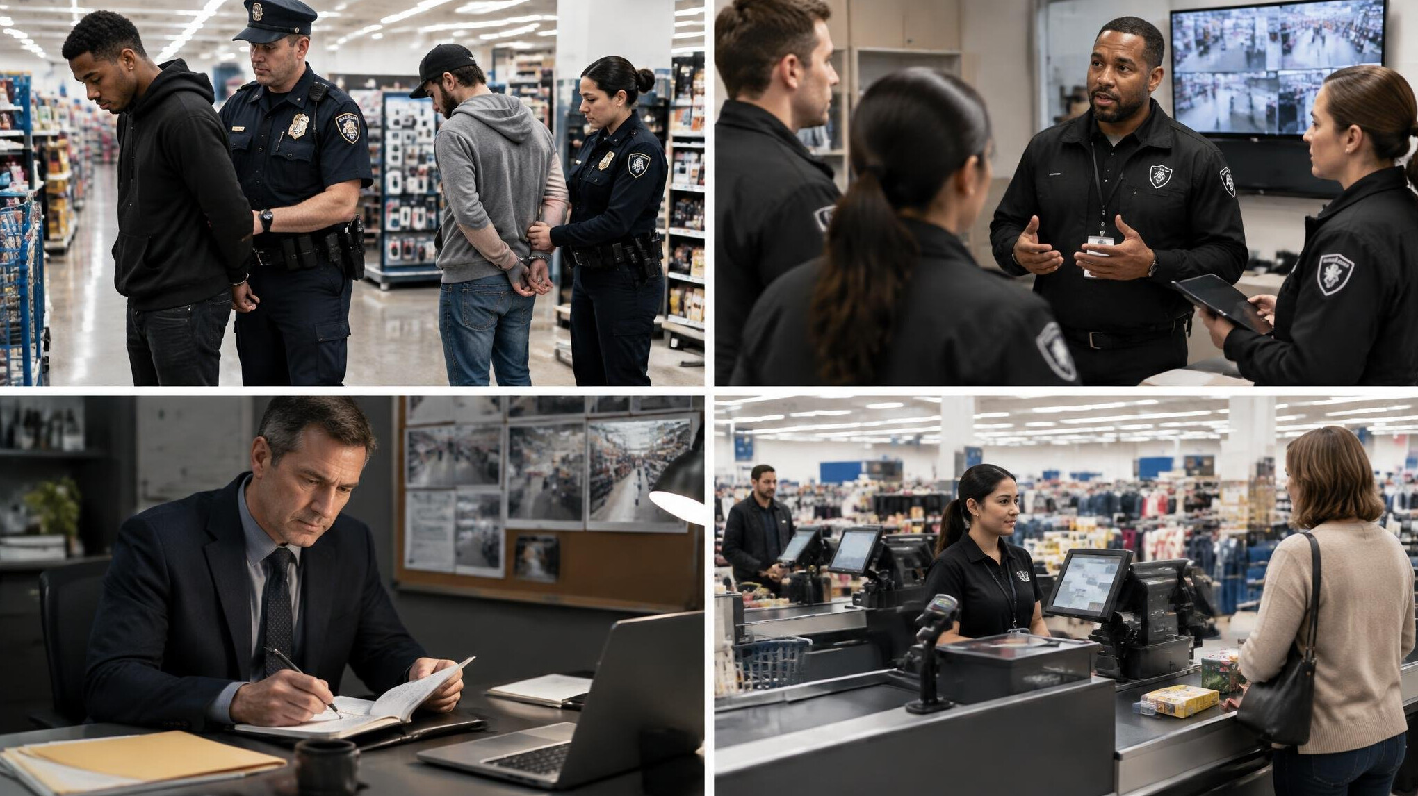police arresting suspects in store